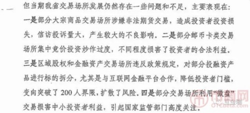 《广东省清理整顿各类交易场所领导小组会议纪要》曝光 交易所发展存四问题 