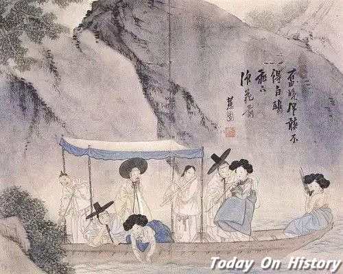 韓国 蕙園伝神帖 申潤福 「雙劍對舞」 李朝 民画 習作 絹本肉筆画 韓国 蕙園伝神帖 申潤福 「雙劍對舞」 李朝 民画 習作