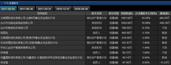 天際股份十大流通股東榜