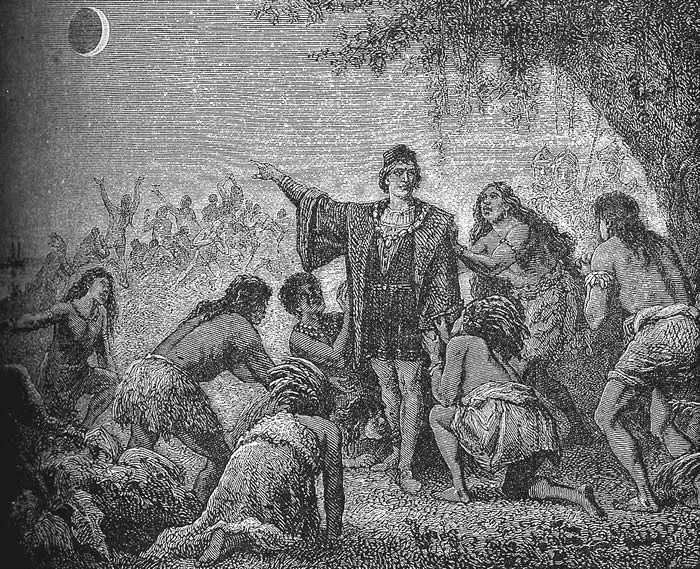 哥伦布让牙买加的原住名以为神生气了，所以让月亮变成血红色。 Author: Camille Flammarion
