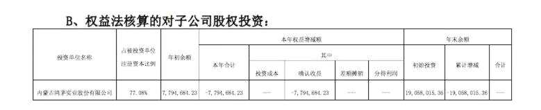 ▲金宇集團(tuán)對(duì)鴻茅實(shí)業(yè)股權(quán)投資減計(jì)為零