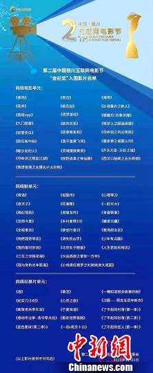 第二届中国？银川互联网电影节“金杞奖”入围影片名单。　主办方提供 摄