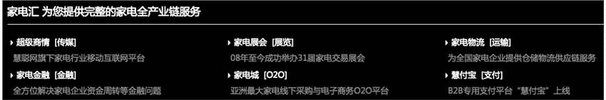 慧聪家电汇的服务定位是乡镇级中小型家电零售商，切入的是5000亿+规模的农村家电市场。（数据来源：2017年国家工信部、统计局公开数据）慧聪家电汇以农村乡镇家电作为切入点，其3C新零售之路的想象空间是巨大的。