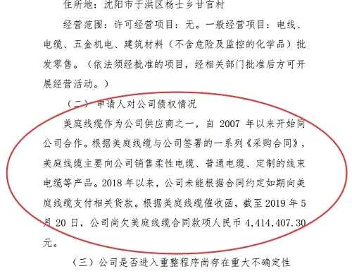 沈阳市中级人民法院认为，美庭线缆对沈阳机床享有到期债权，依法可以作为申请沈阳机床重整的主体。沈阳机床系注册成立的企业法人，具有重整能力，可以成为重整对象。 