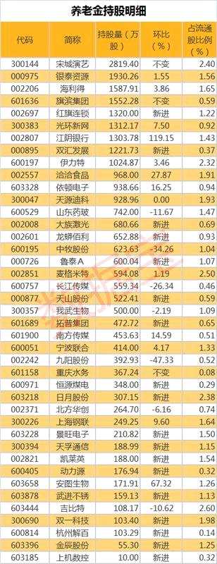 养老金最新持仓曝光：新进18股，28只养老金重仓股获社保基金同时持有