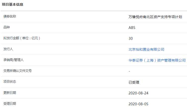 万橡悦府南北区30亿元ABS获上交所受理-中国网地产