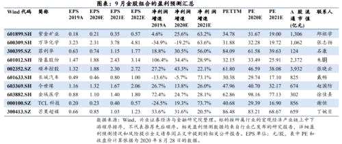【興證策略&；；多行業(yè)】2020年9月金股組合