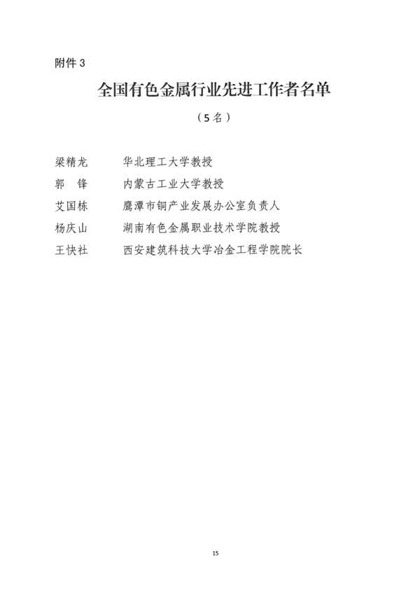 关于表彰全国有色金属行业、黄金行业先进集体、劳动模范和先进工作者的决定