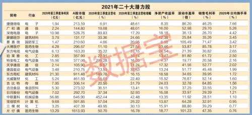 最新！2021年來了，這二十大潛力股值得收藏（附名單）