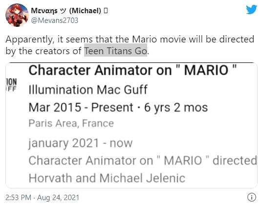 传闻：《超级马里奥》电影将由《少年泰坦出击》作者制作