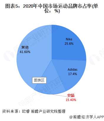 图表5:2020年中国市场运动品牌市占率(单位：%)