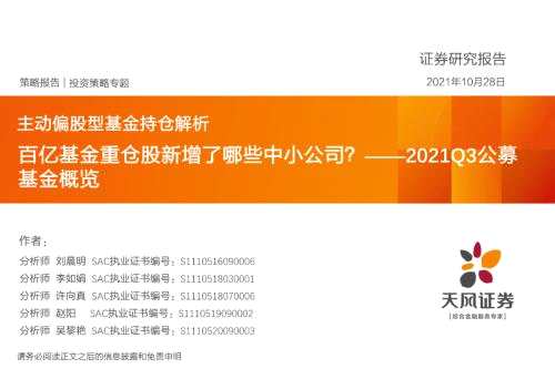 【天風策略】百億基金重倉股新增了哪些中小公司？