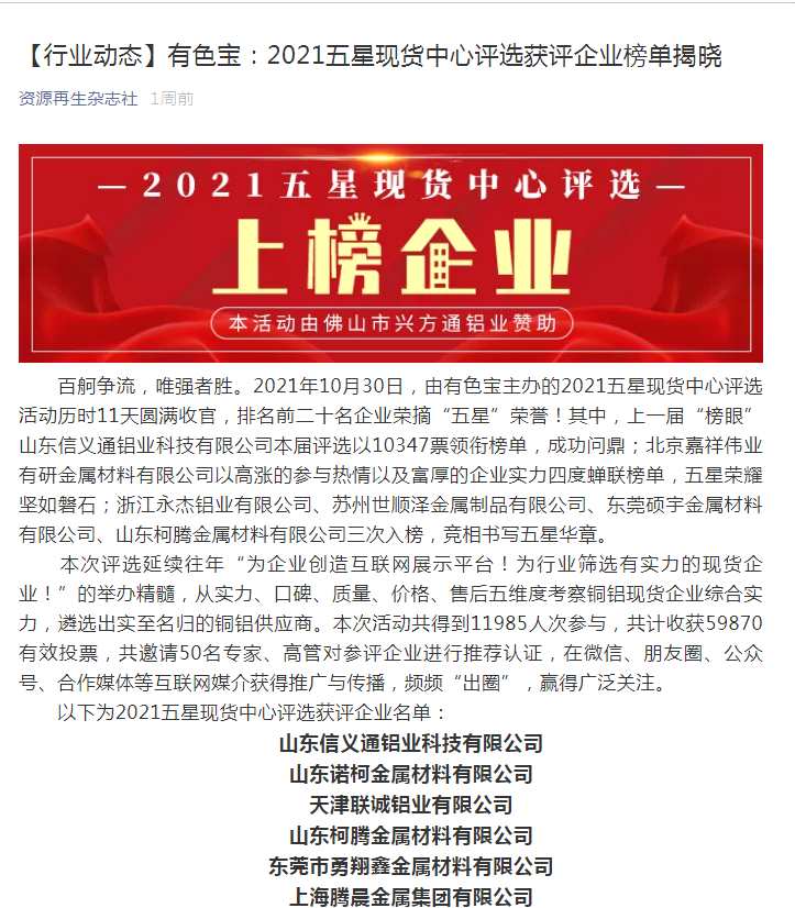 聚合媒體力量 點(diǎn)亮榜單榮耀 2021五星現(xiàn)貨中心評選活動(dòng)獲廣泛轉(zhuǎn)發(fā) 聚合媒體力量 點(diǎn)亮榜單榮耀 2021五星現(xiàn)貨中心評選活動(dòng)獲廣泛轉(zhuǎn)發(fā)