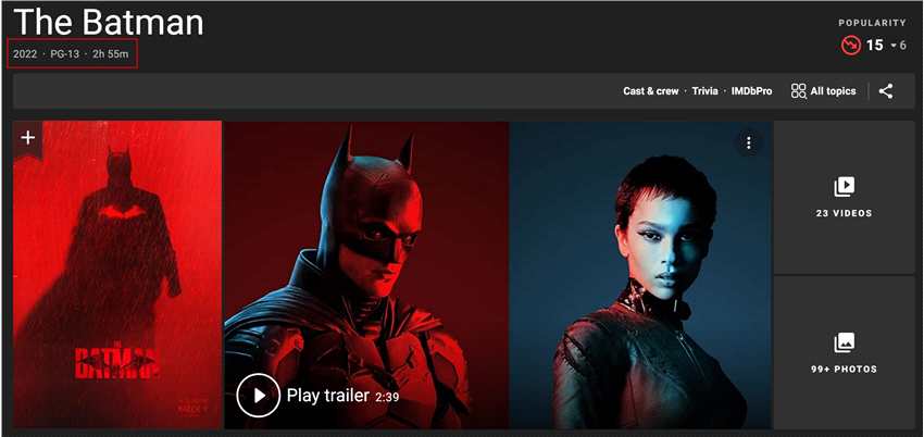 《新蝙蝠侠》片长2小时55分钟 3月4日北美上映