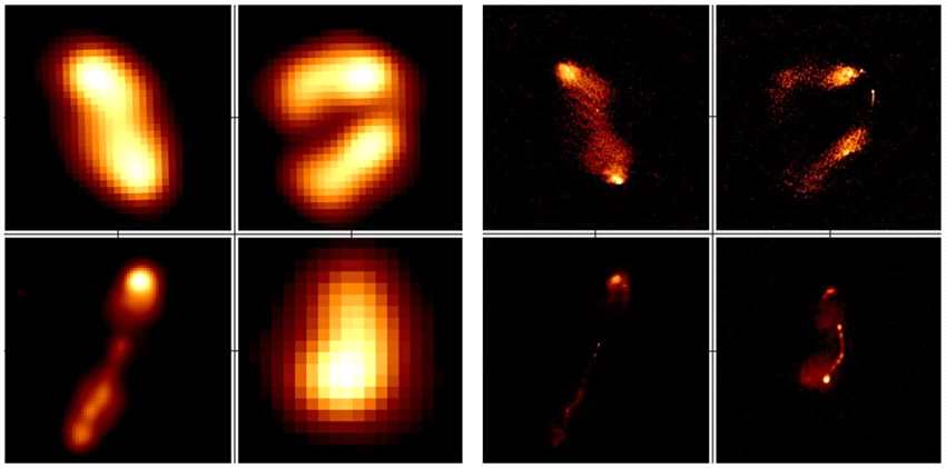 图片中左边的四个星系在新地图（右）上的焦点更加清晰。