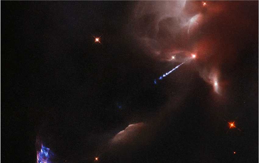 恒星也会“发脾气”：哈勃太空望远镜捕捉到猎户座星云中一次喷射状爆发