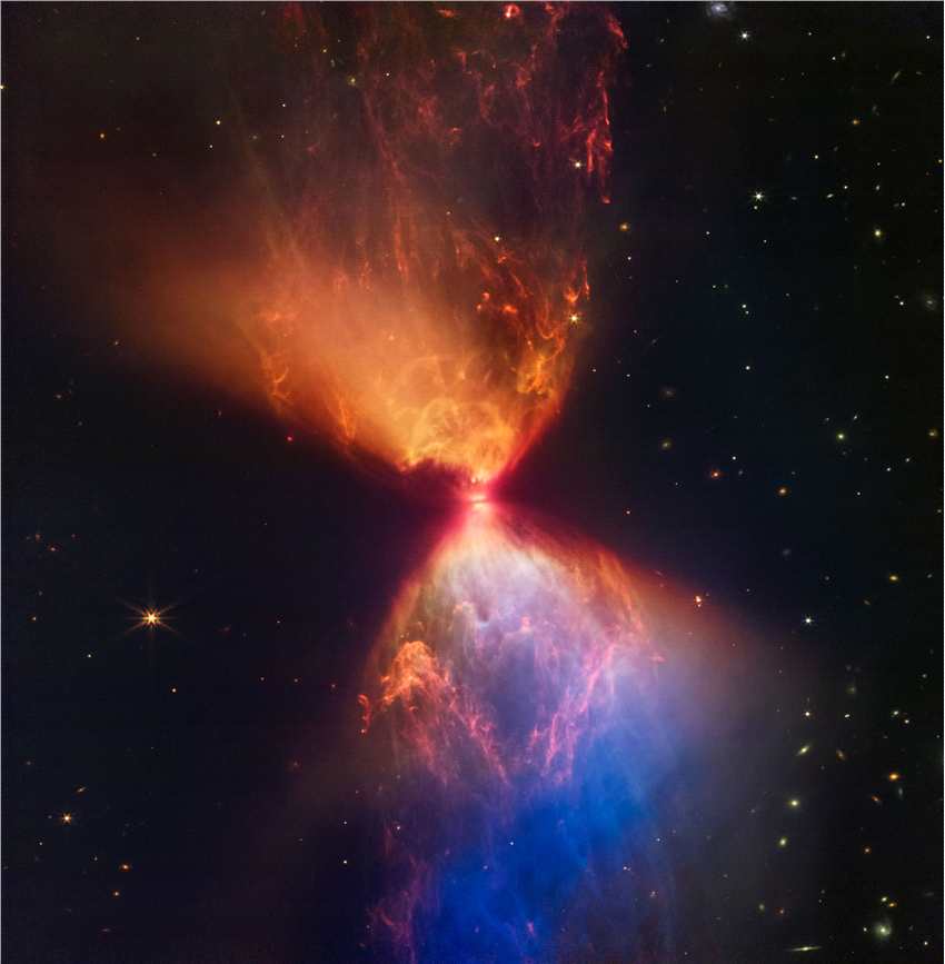 原恒星L1527：詹姆斯.韦伯太空望远镜在宇宙沙漏中捕捉到恒星形成的早期阶段