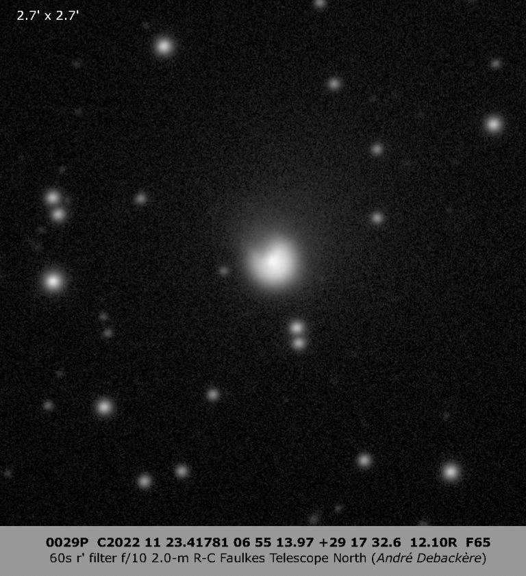 天文学家检测到冰冷的火山彗星29P/Schwassmann-Wachmann大规模喷发