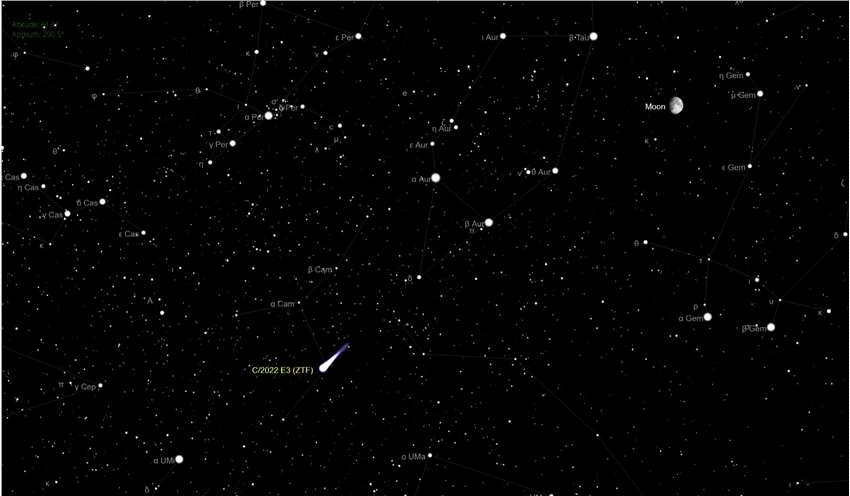 绿色彗星C/2022 E3(ZTF)将于2月1日离地球最近，如何看到它