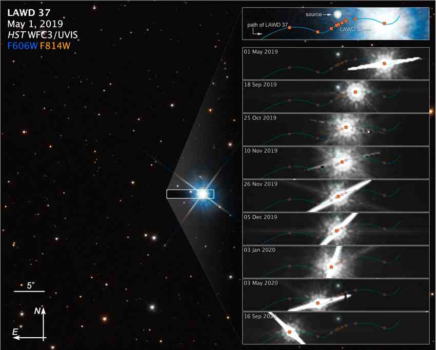 天文学家观察到一颗孤立的白矮星LAWD37周围的光弯曲