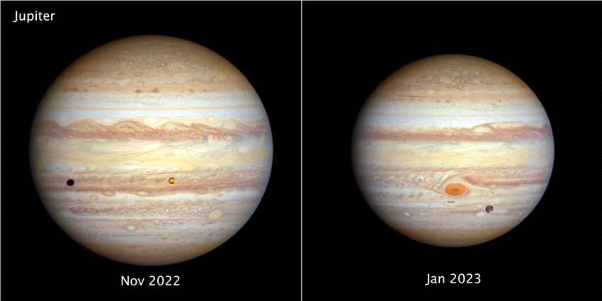哈勃太空望远镜监视木星和天王星变化的天气和季节