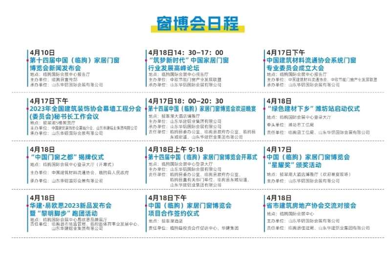 第十四屆中國(guó)(臨朐)家居門(mén)窗博覽會(huì)將于4月18-21日召開(kāi) 第十四屆中國(guó)(臨朐)家居門(mén)窗博覽會(huì)將于4月18-21日召開(kāi)
