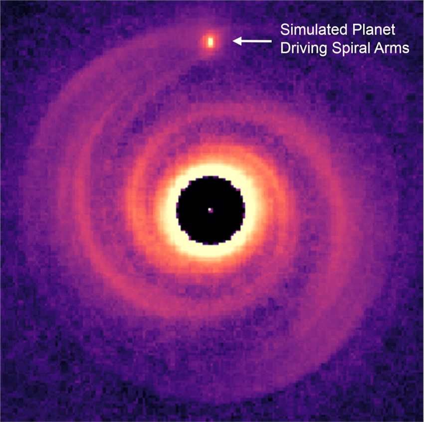 天文学家发现一颗巨大的系外行星MWC 758c，这颗行星是围绕其恒星形成旋臂的原因