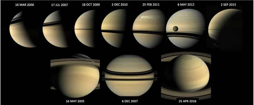 新的土星图片显示了季节的变化和它巨大的温暖的极地涡旋的最后一瞥