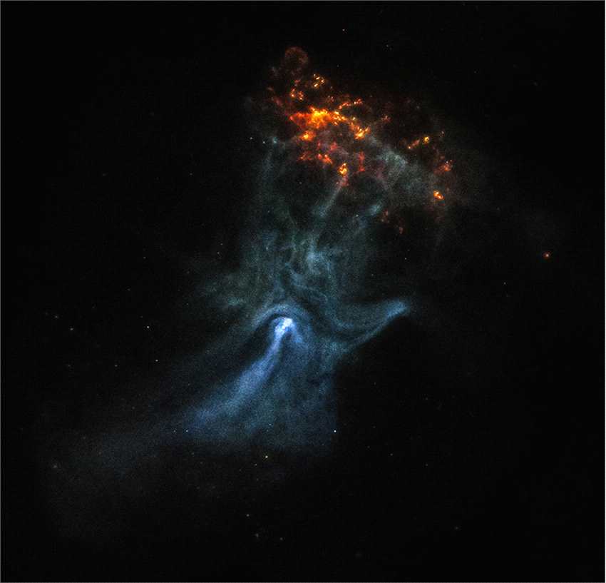 美国宇航局最新的X射线太空望远镜捕捉到一次恒星爆炸的残骸类似于一只骷髅手
