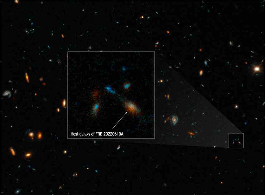 研究人员发现，已知最远的快速射电暴的“团块状”家园是七个星系的集合