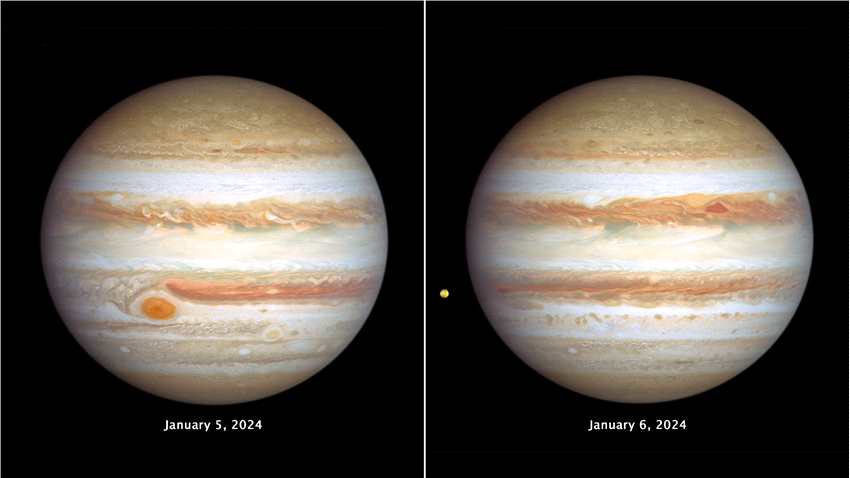 哈勃望远镜探测到木星上的暴风雨天气和正在缩小的大红斑