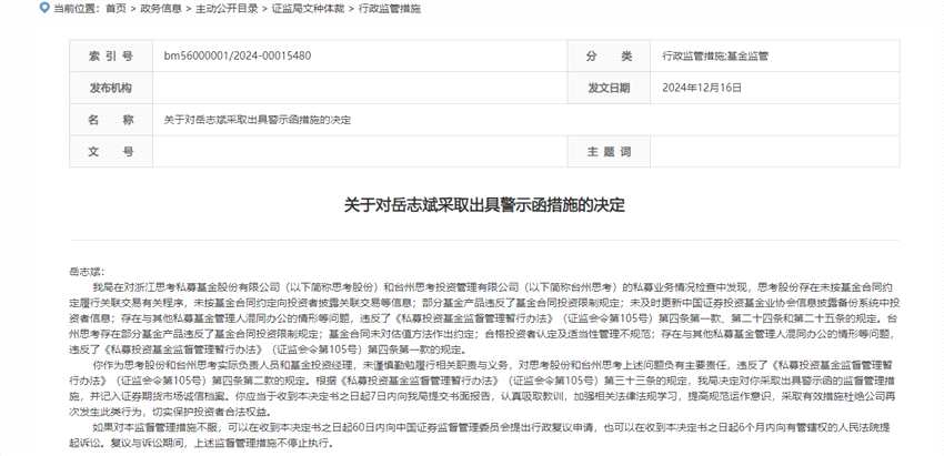 做私募基金到底赚不赚钱？因与其他私募混同办公等原因，这家知名私募被出具警示函