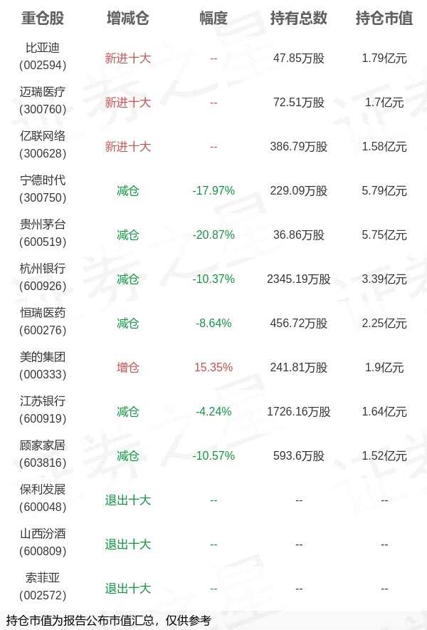 华夏基金王君正旗下华夏回报A一季报最新持仓，重仓宁德时代