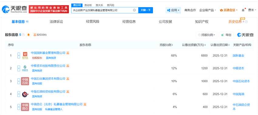 中国国新、中国移动等成立央企战新产业发展私募基金管理公司