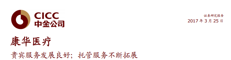 智通財(cái)經(jīng)獲悉，中金發(fā)表研報(bào)表示，康華醫(yī)療(03689)公布2016年收入12.4 億元，同比增長(zhǎng)16.6%;凈利潤(rùn)1.41億元，同比增長(zhǎng)18.9%，對(duì)應(yīng)每股盈利0.42元。中金維持“推薦”評(píng)級(jí)和13.80港元目標(biāo)價(jià)，較目前股價(jià)有24.1%上行空間。