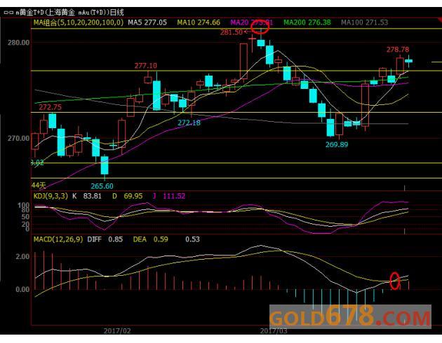 黄金T+D高位震荡，市场关注耶伦讲话及特朗普医改法案