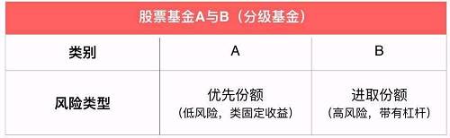 分级基金的基础份额称为母基金份额，同时根据不同风险收益特征，又可以拆分