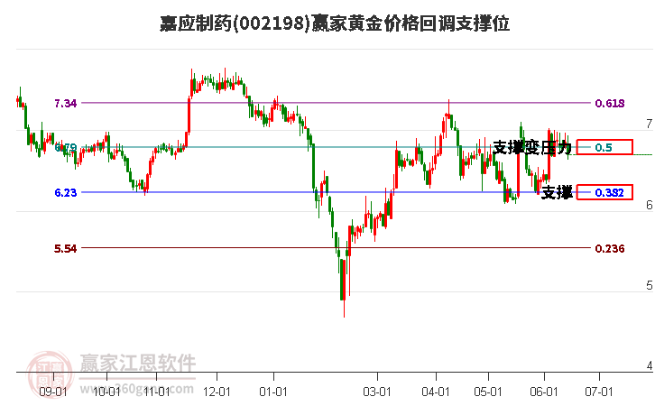 002198嘉应制药黄金价格回调支撑位工具