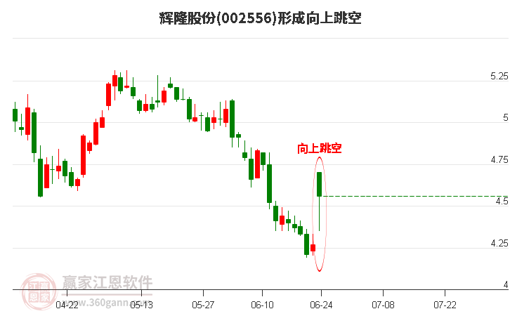 002556辉隆股份形成向上跳空形态