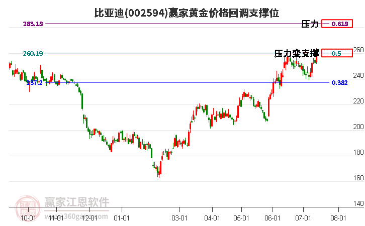 002594比亚迪黄金价格回调支撑位工具