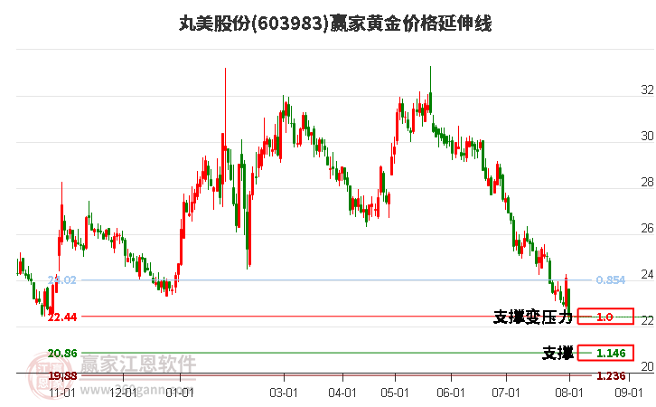 603983丸美股份黄金价格延伸线工具