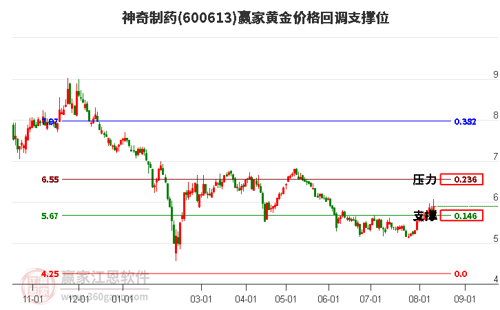 600613神奇制药黄金价格回调支撑位工具