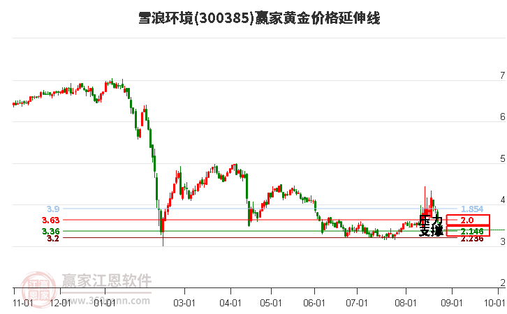 300385雪浪环境黄金价格延伸线工具