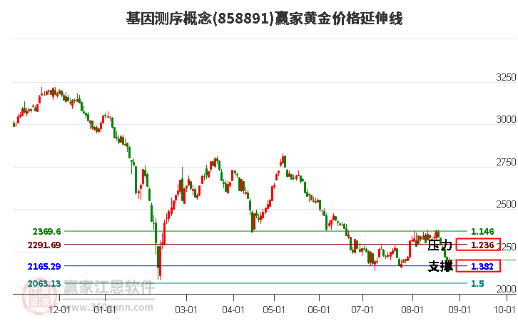 基因测序概念黄金价格延伸线工具