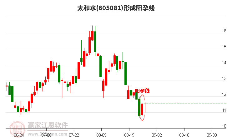 太和水(605081)形成阳孕线形态