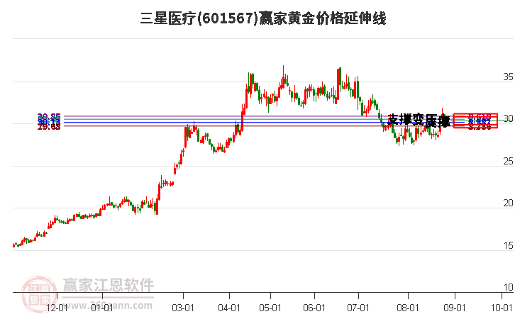 601567三星医疗黄金价格延伸线工具