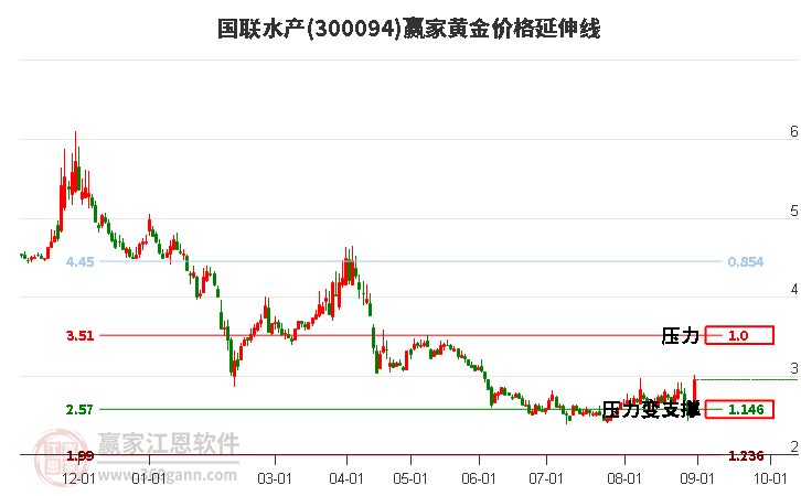 300094国联水产黄金价格延伸线工具