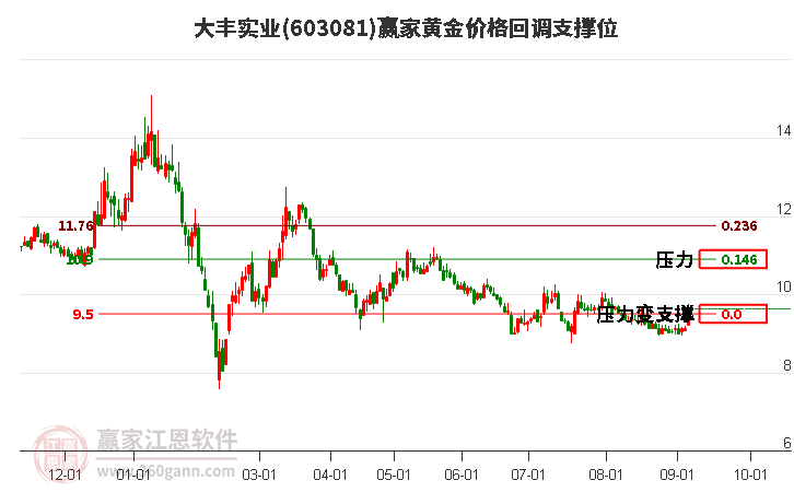 603081大丰实业黄金价格回调支撑位工具