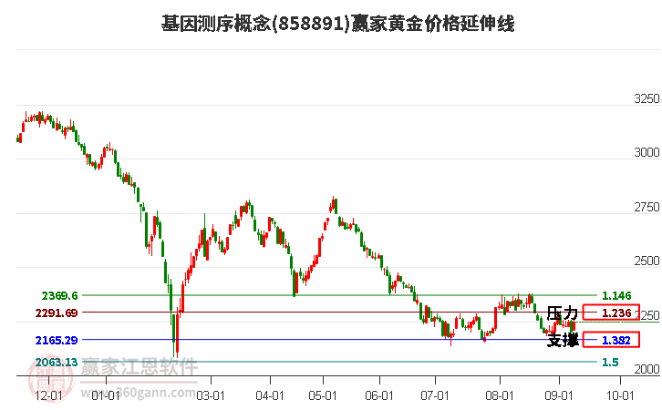 基因测序概念黄金价格延伸线工具