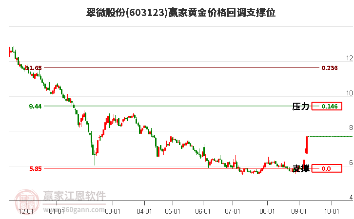 603123翠微股份黄金价格回调支撑位工具